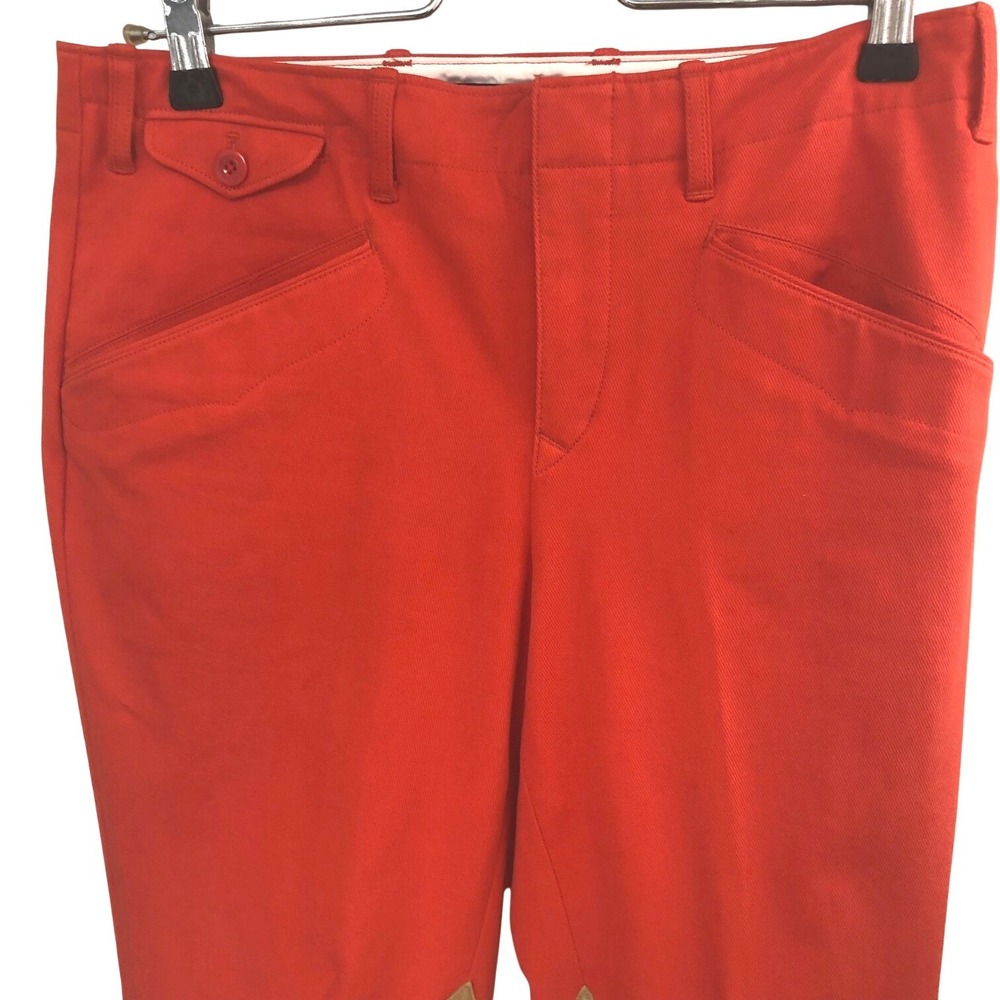 VTG Ralph‎ Lauren Equestrian Riding Pants Breeches Orange Suede Patch Womens 10 - Picture 4 of 11
